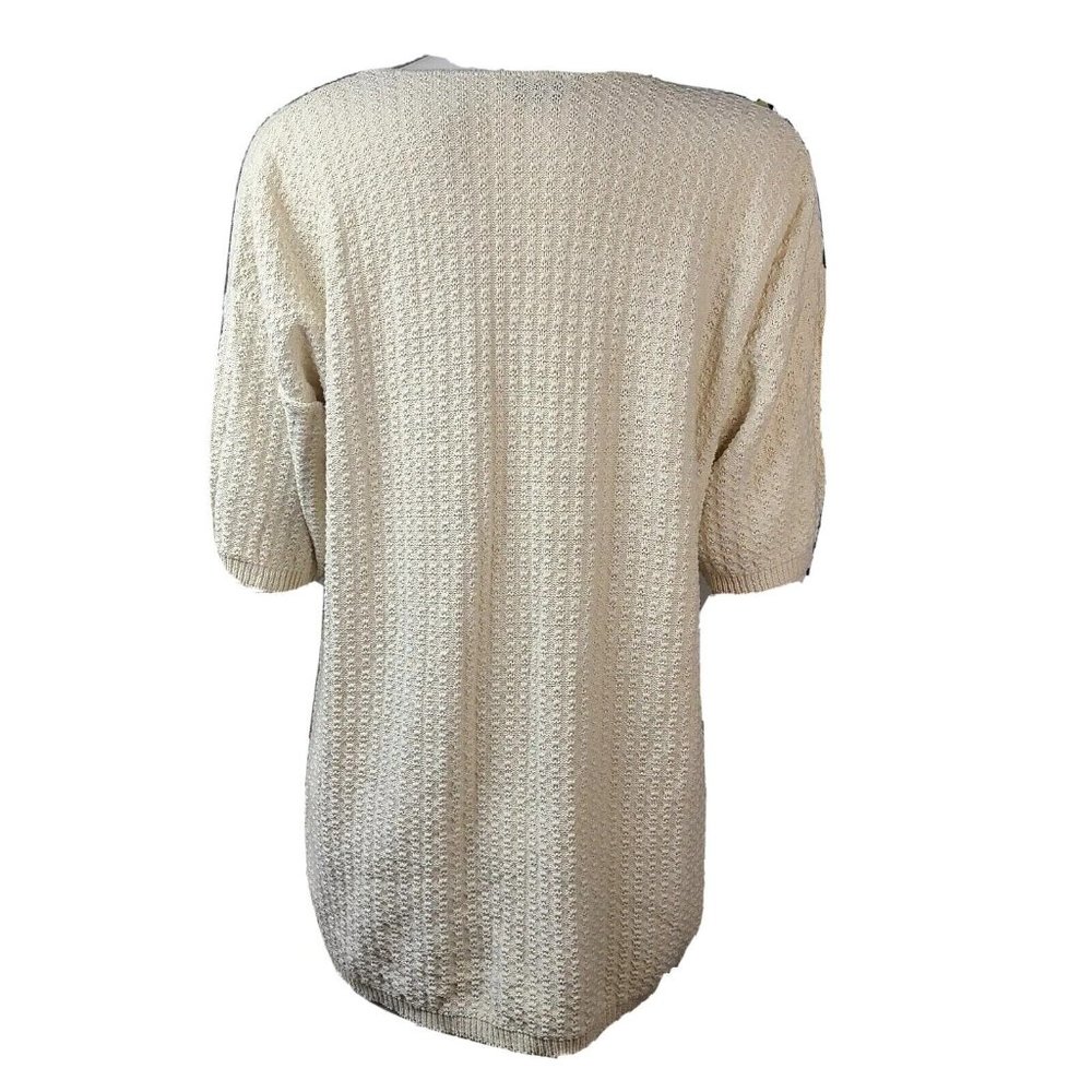 HONORS Solid All Off White Cream Short Sleeve Knit‎ Vintage Top Womens Size XL - Picture 3 of 5